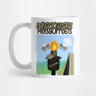 Wisconsin Mosquitoes Cartoon - Camping by Tiki Torch Mug